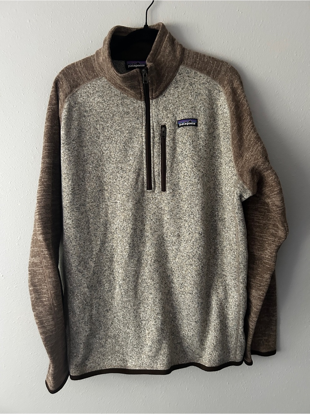 Patagonia Men's Zip-Up Fleece Pullover in Tan & Brown
